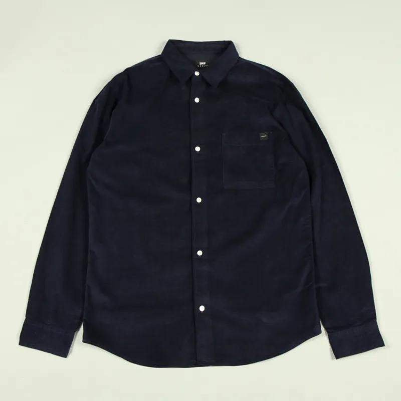 Edwin Minimal Babycord Shirt - Navy Garment Washed